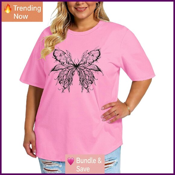 Plus Size Oversized Crewneck Tee Casual Blouse Short Sleeve Women's Top - Picture 3 of 8